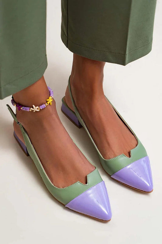 CATERINA - Elegantes bailarinas bicolor con encaje en contraste